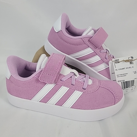NEW Adidas VL Court 3.0 EL C Kids Sz 13k Pink Suede ID9150 NIB